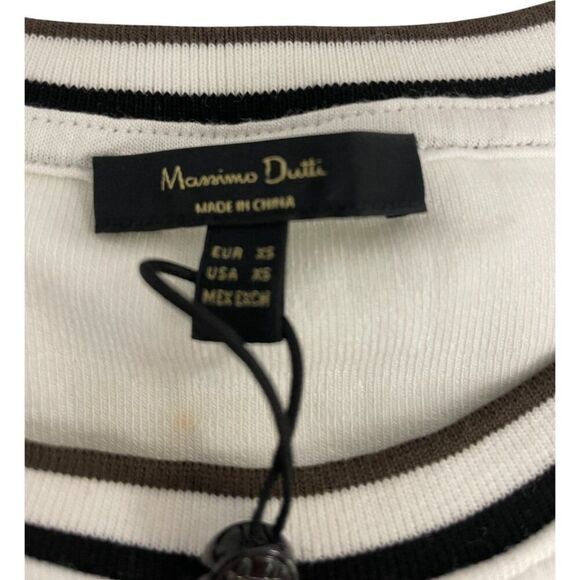 Massimo Dutti Womens Shirt Size XS White Black Contrast Ringer Tee 6851/577 NWT - Picture 3 of 10